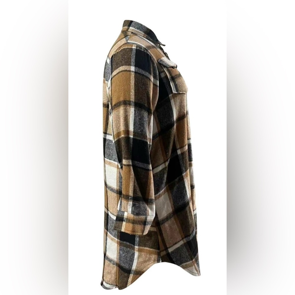 Classic Brown Plaid Long Shacket - New in Package XL - Picture 3 of 6